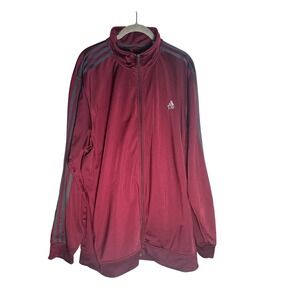 Adidas 2015 Track Jacket Mens 2XL Maroon Full‎ Zip 3 Stripes Training Athletic